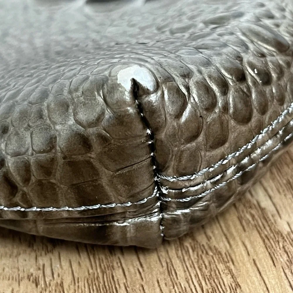 Brahmin Smokey Taupe‎ Melbourne Clutch Croc-Embossed Leather Brown Croc - Picture 10 of 15